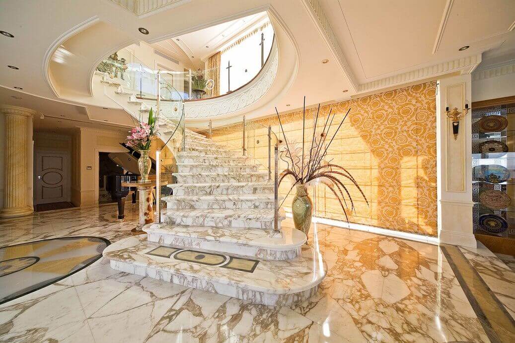 arabescato marble spiral staircase