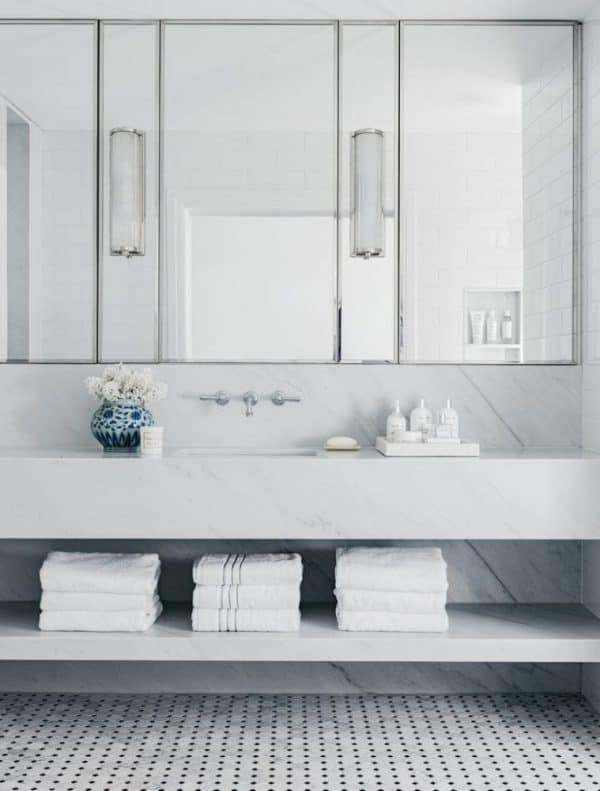 carrara marble vanity and splashback
