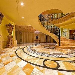 giallo sienna and arabescato marble foyer 2