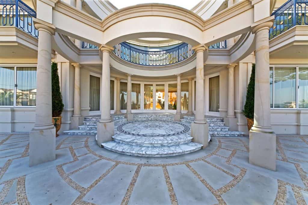 arabescato marble entry foyer pattern