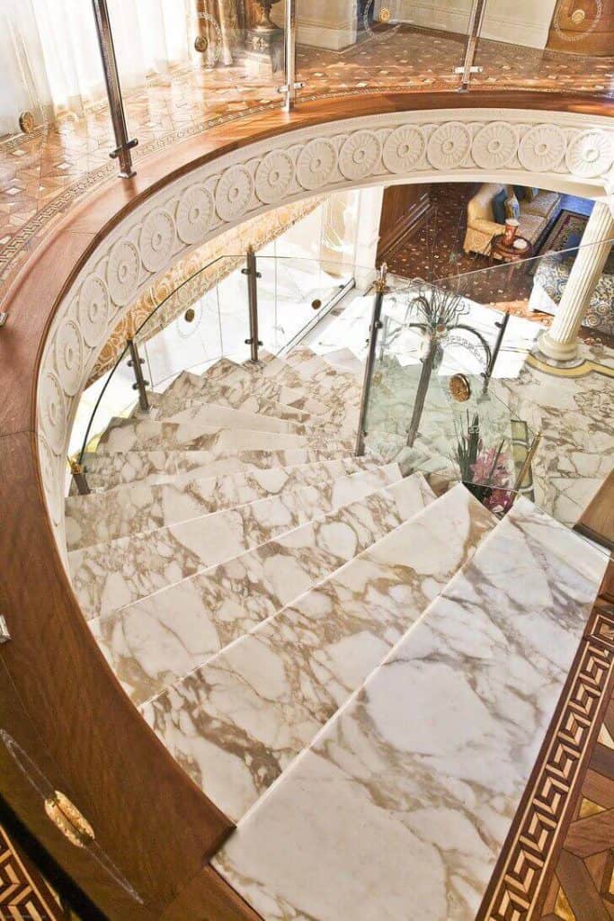 arabescato marble staircase