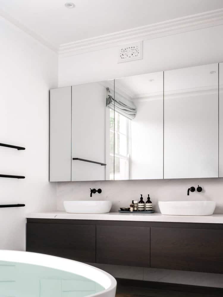 bianco santorini marble vanity and splashback