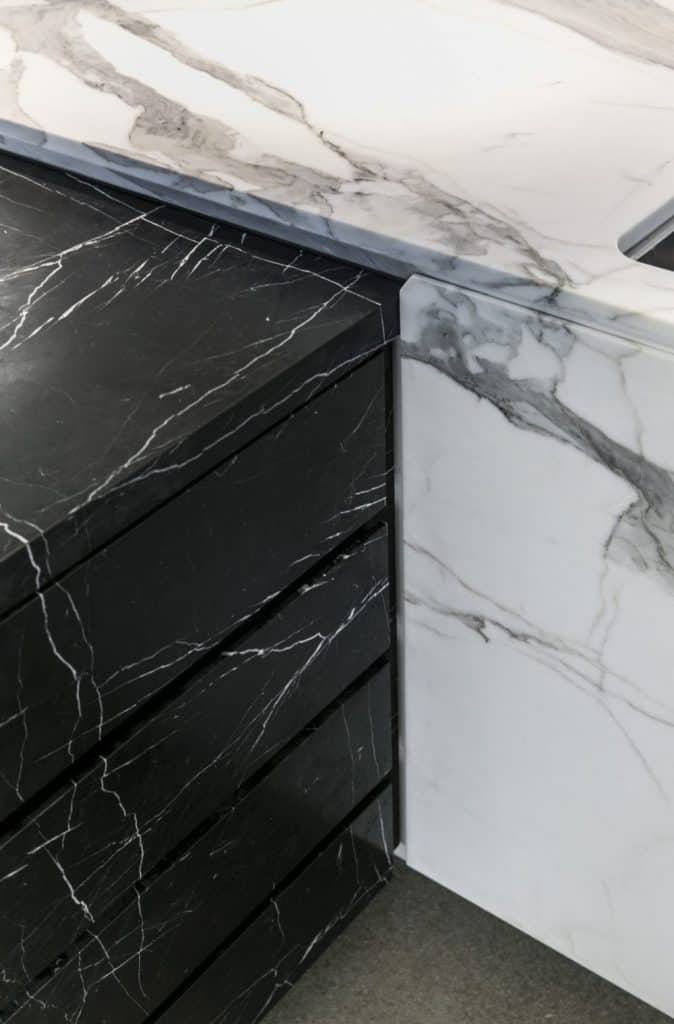 calacatta and nero marquina kitchen