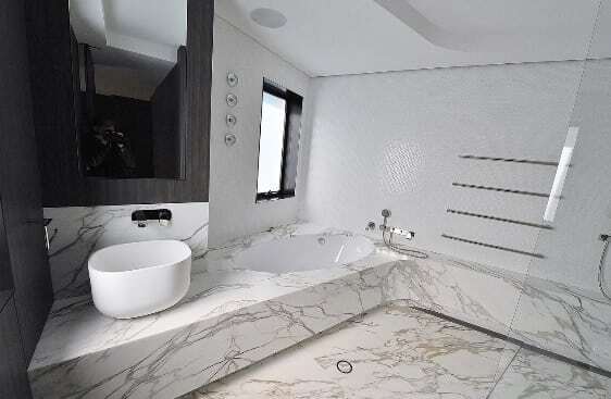 calacatta borghini ensuite floor and bath surround
