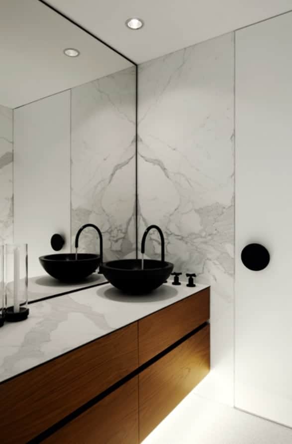 calacatta vanity top and wall