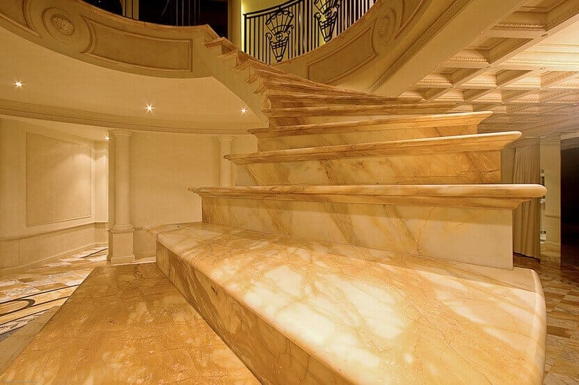 giallo sienna marble spiral staircase