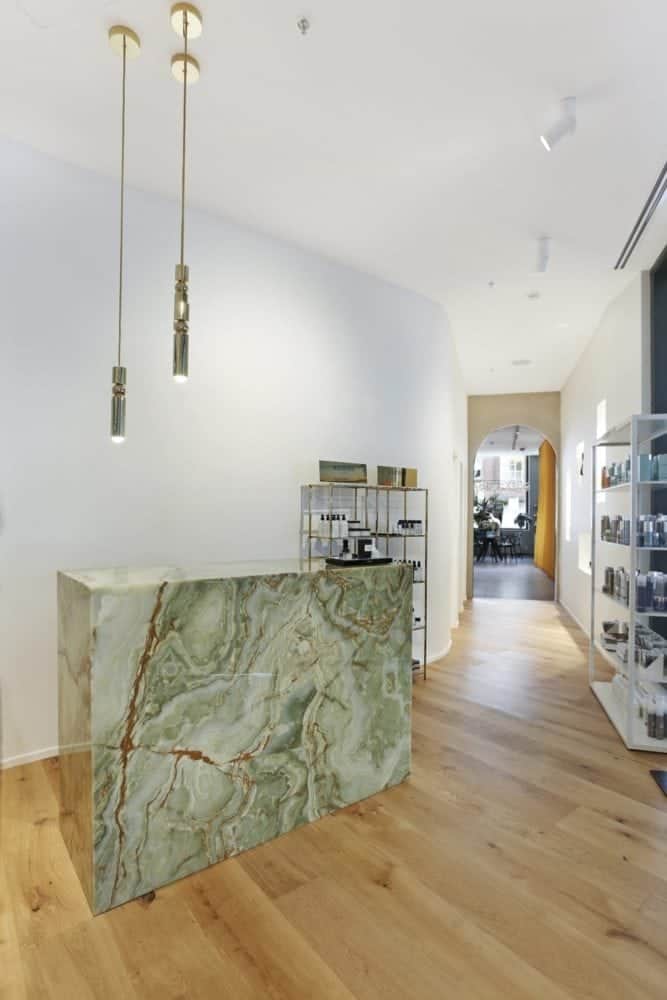 jade green onyx reception counter