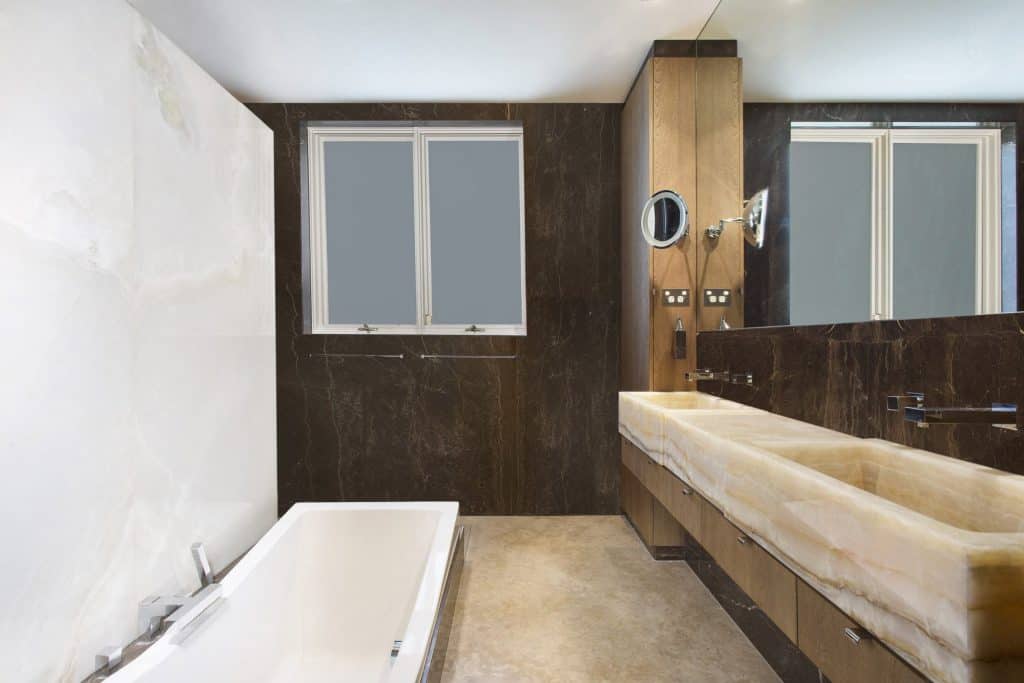 white onyx fireplace feature wall