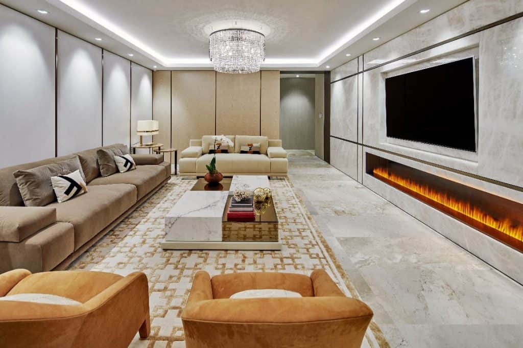 white onyx fireplace wall