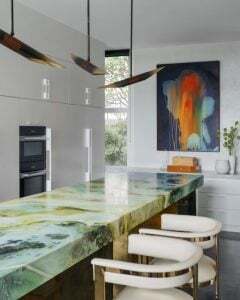 Point Piper Residence Verde Van Gogh kitchen island