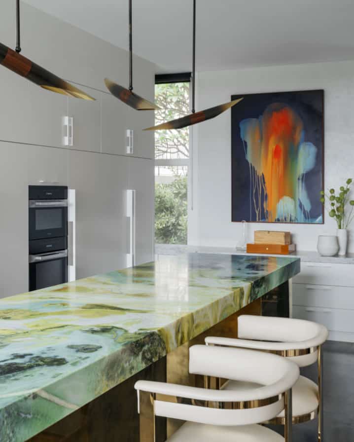 Point Piper Residence Verde Van Gogh kitchen island
