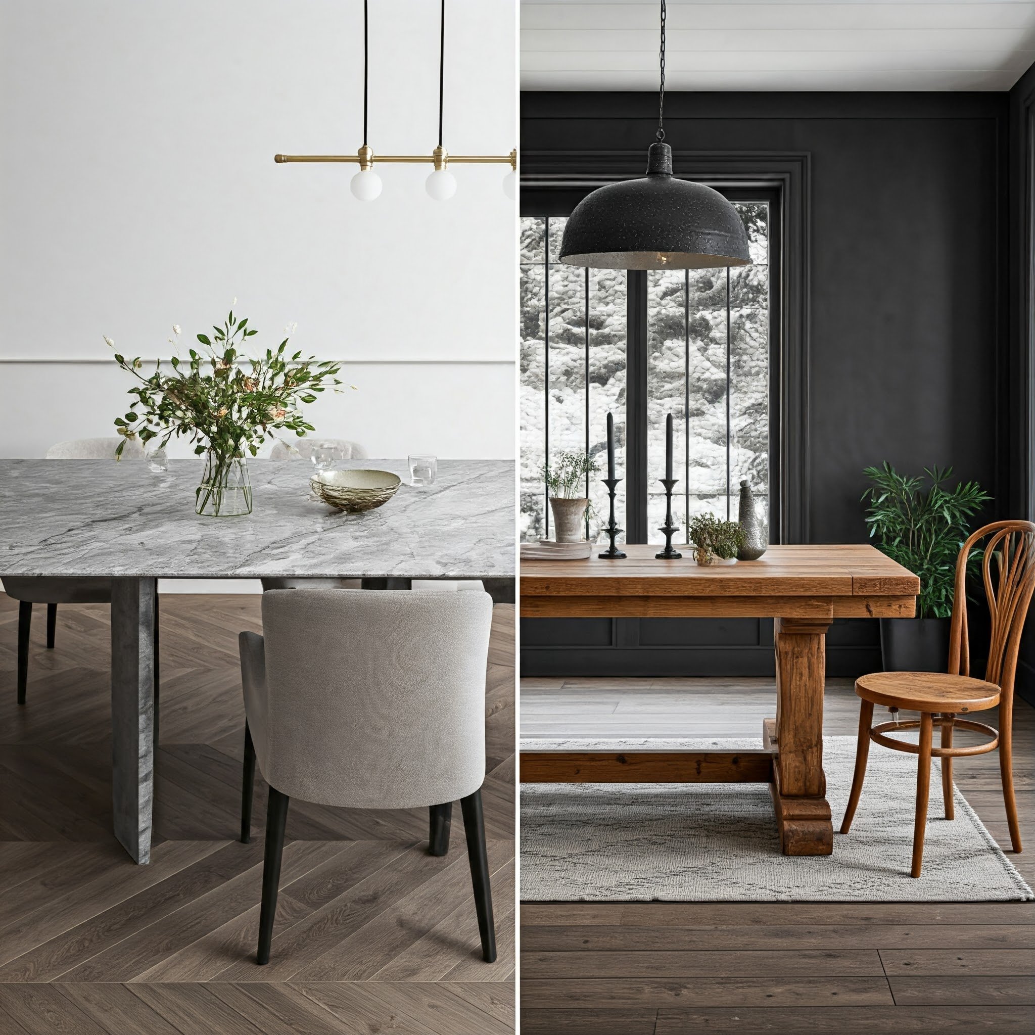 Marble vs Wooden Dining Table Tops