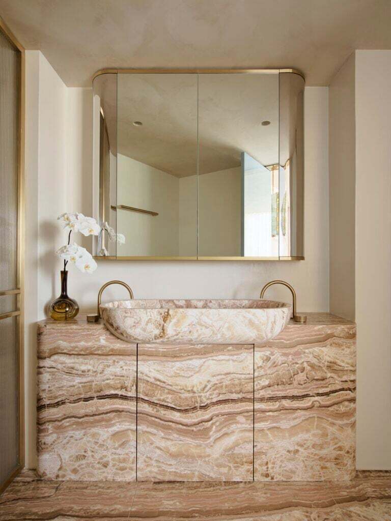Travertine Onyx Solid Vanity & Stone Unity